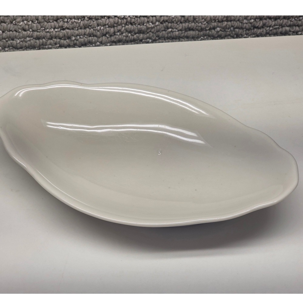 Lamberton Sterling China White Scalloped Oval Celery Relish Dish Tray G-3 USA 8"
